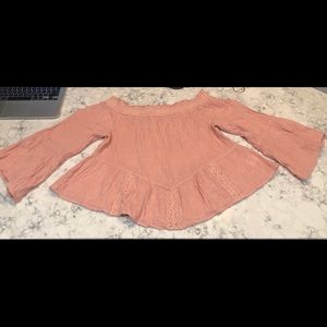 Light pink off the shoulder AEO blouse